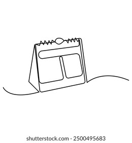 Table calendar  single line art, continuous one line drawing of  Isolated outline vector art 


