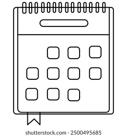 Arte de una sola línea del calendario de la tabla, dibujo continuo de una línea del Arte vectorial de contorno aislado 


