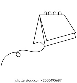 Table calendar  single line art, continuous one line drawing of  Isolated outline vector art 


