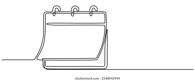 Table calendar single line art, continuous one line drawing of Isolated outline vector art. Calendar icon line continuous drawing vector. One line Calendar icon vector background. A calendar