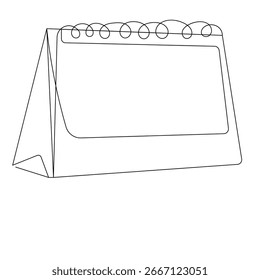 Arte de una sola línea del calendario de la tabla, dibujo continuo de una línea del icono aislado del Vector del contorno