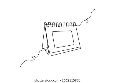Table Calendar single line minimalist drawing outline sketch continuous style isolated on white