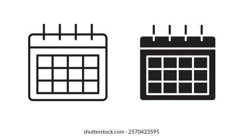 Table calendar vector web icons set