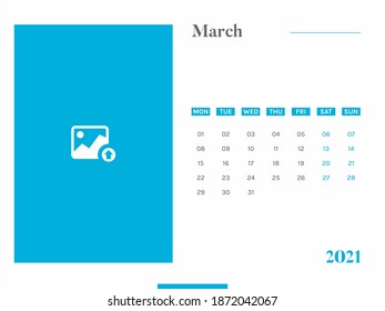 Table Calender Design of March Month 2021