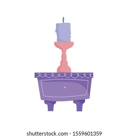 table and candle with chandelier decoration vector illustration
