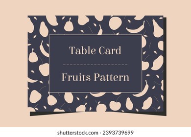 Table card seat number wedding or ceremony event with fruits pattern gastronomy food design.