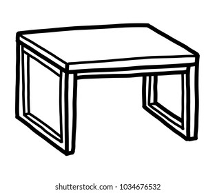 table / cartoon vector and illustration, black and white, hand drawn, sketch style, isolated on white background.