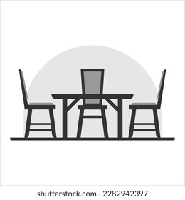Table and chair, blak and white design