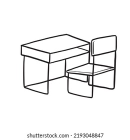 table chair coloring page doodle kawaii cute clip art illustration