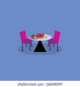 table and chair concept with food idea 