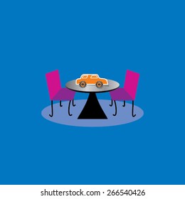 table and chair with creative car concept idea 