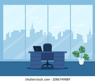 Table and chair in an empty office interior. Vector illustration eps 10