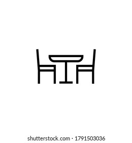 Table and chair icon  in black line style icon, style isolated on white background