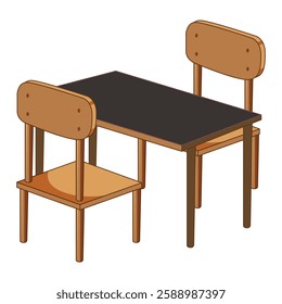 Table and chair icon in cartoon style on a white background vector illustration