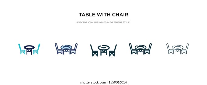table with chair icon in different style vector illustration. two colored and black table with chair vector icons designed in filled, outline, line and stroke style can be used for web, mobile, ui