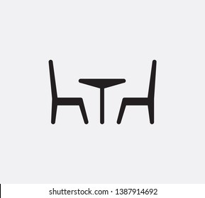 Table and chair icon flat style trendy
