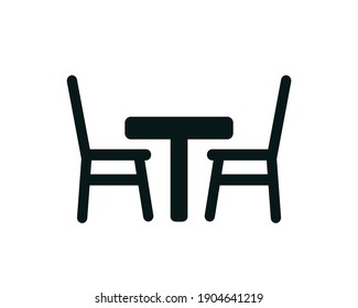 Table and chair icon flat style