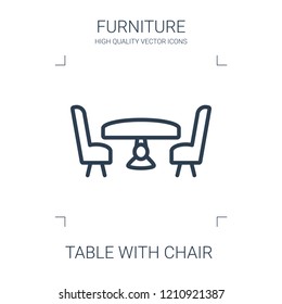 table with chair icon. high quality line table with chair icon on white background. from furniture collection flat trendy vector table with chair symbol. use for web and mobile