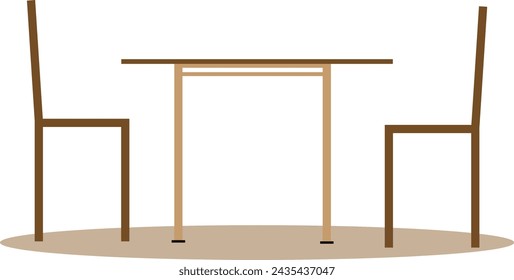 table with chair icon isolated on white. table with chair outline vector icon from furniture collection for web, mobile apps and UI. Furniture set, two chairs and table. 