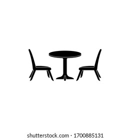 Table chair icon logo design black symbol isolated on white background. Vector EPS 10.