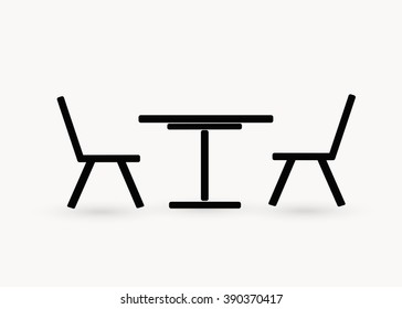 table chair icon, on white background