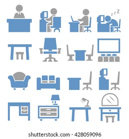 table, chair icon set