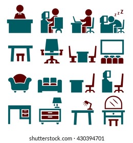 table, chair icon set