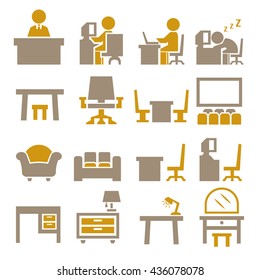 table, chair icon set