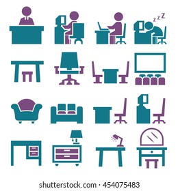 table, chair icon set