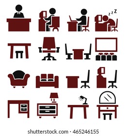 table, chair icon set