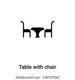 Table with chair icon vector isolated on white background, logo concept of Table with chair sign on transparent background, filled black symbol