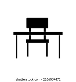 Table and chair illustration vector black color isolated. School icon. Education symbol.