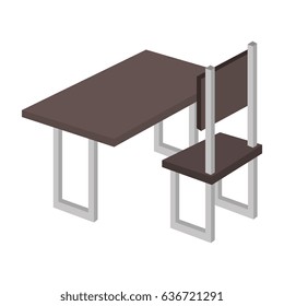 table with chair isometric