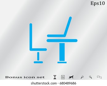 Table, chair, laptop, icon, vector illustration of Eps10
