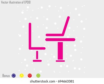 Table, chair, laptop, icon, vector illustration of Eps10
