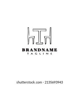 table and chair logo icon design template modern vector illustration
