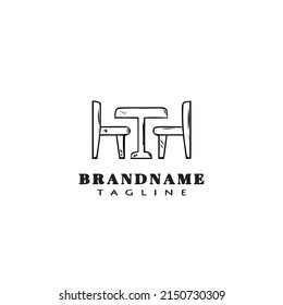 table and chair logo icon design template modern vector illustration