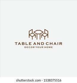 table and chair logo made with line art vector icon illustration