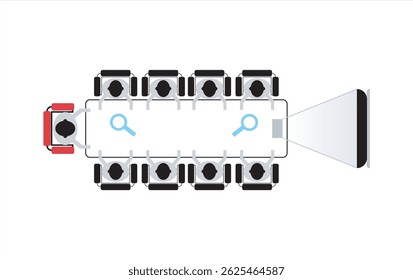 table chair meating, Round table with chairs icons set. Table for business meetings. Vector illustration isolated on white background, Set of plan for arranging seats couch and tables in interior,