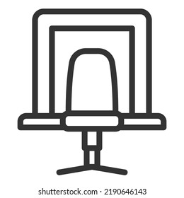 Table, chair and mirror in dressing room - icon, illustration on white background, outline style