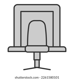 Table, chair and mirror in dressing room - icon, illustration on white background, grey style