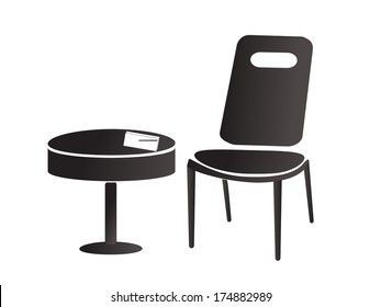 table and chair on white background