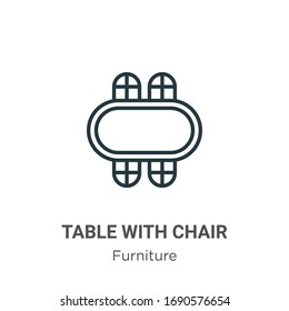 Table with chair outline vector icon. Thin line black table with chair icon, flat vector simple element illustration from editable furniture concept isolated stroke on white background