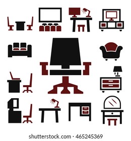 table, chair, seat icon set