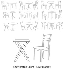 table and chair set of sketches