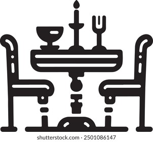 A table and chair silhouette vector art  illustration