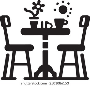 A table and chair silhouette vector art  illustration