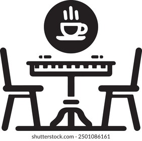 A table and chair silhouette vector art  illustration