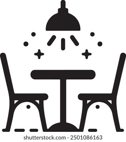 A table and chair silhouette vector art  illustration