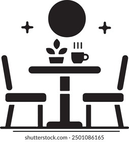 Una mesa y silla de la silueta de la ilustración de Arte vectorial
